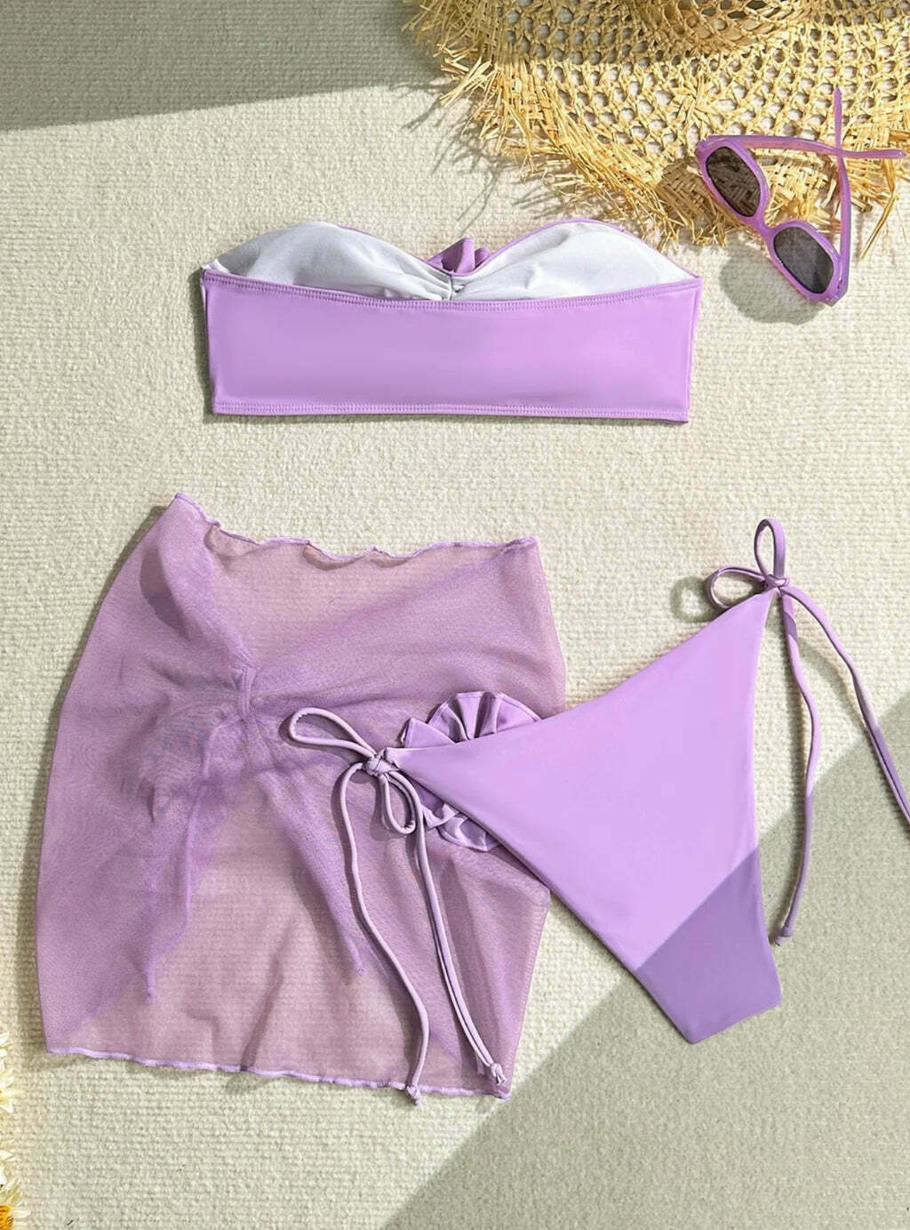 Y2K Aesthetic Three-Piece Flower Strap Beach Swimsuit Y2K Aesthetic Three-Piece Flower Strap Beach Swimsuit