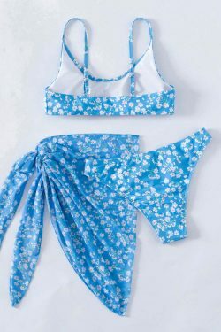 Y2K Aesthetic Three-Piece Printed Bikini for Niche Women Fashion