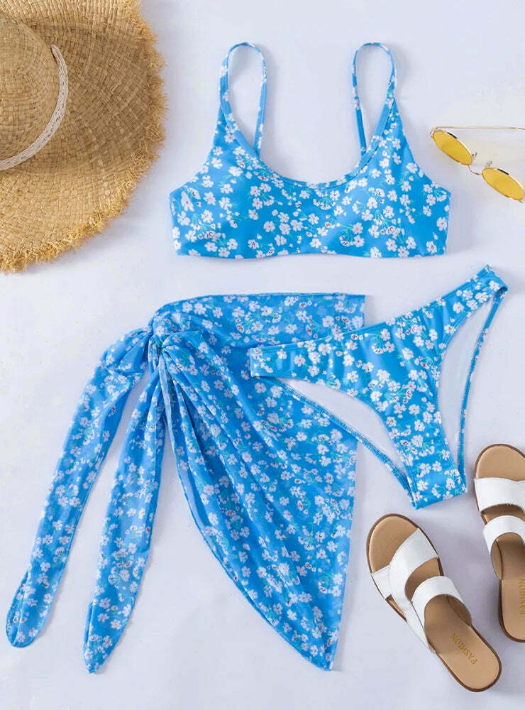 Y2K Aesthetic Three-Piece Printed Bikini for Niche Women Fashion Y2K Aesthetic Three-Piece Printed Bikini for Niche Women Fashion