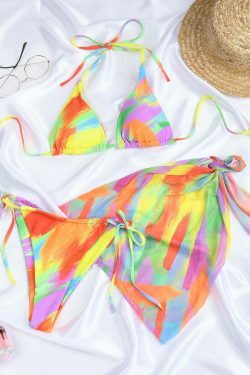 Y2K Aesthetic Tie-Dye Bikini Set for Coquette Style with Grunge and Pastel Goth Vibes