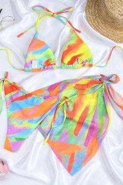 Y2K Aesthetic Tie-Dye Bikini Set for Coquette Style with Grunge and Pastel Goth Vibes