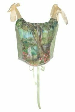 Y2K Aesthetic Tie-Strap Corset Top with Painted Details