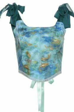 Y2K Aesthetic Tie-Strap Corset Top with Painted Details