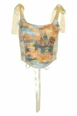 Y2K Aesthetic Tie-Strap Corset Top with Painted Details