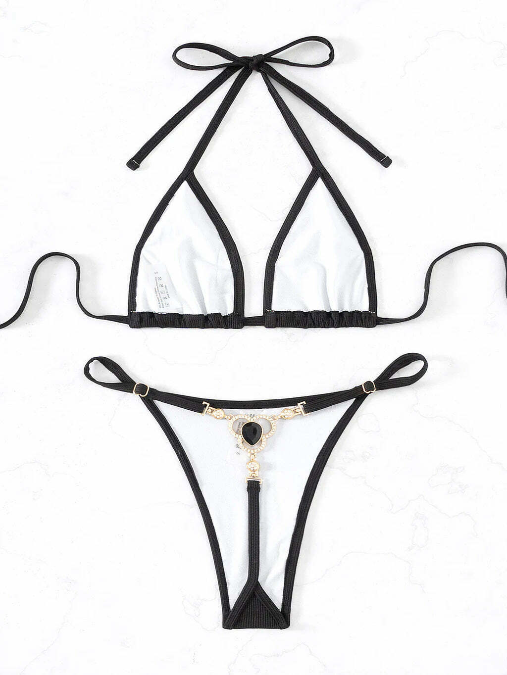 Y2K Aesthetic Tie-Up Halter Two Piece Bikini - Coquette Style Grunge Fashion Women's Swimwear