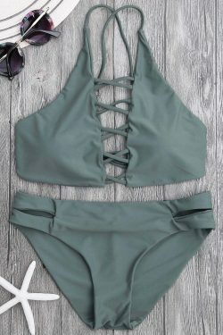 Y2K Aesthetic Tie Back Crisscross Strappy Bikini Set