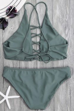 Y2K Aesthetic Tie Back Crisscross Strappy Bikini Set