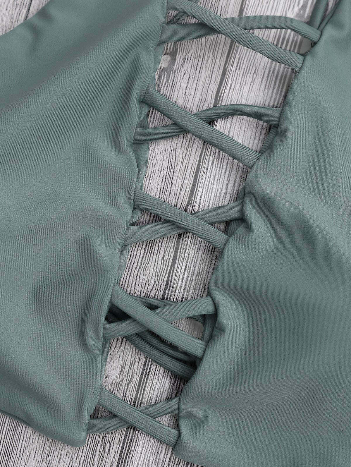 Y2K Aesthetic Tie Back Crisscross Strappy Bikini Set Y2K Aesthetic Tie Back Crisscross Strappy Bikini Set