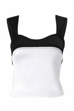 Y2K Aesthetic Tie Back Patchwork Satin Tank Top for Women - Coquette Style Grunge Fashion