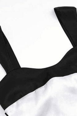 Y2K Aesthetic Tie Back Patchwork Satin Tank Top for Women - Coquette Style Grunge Fashion