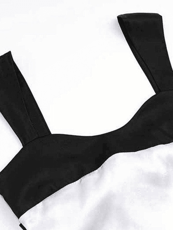 Y2K Aesthetic Tie Back Patchwork Satin Tank Top for Women - Coquette Style Grunge Fashion Y2K Aesthetic Tie Back Patchwork Satin Tank Top for Women - Coquette Style Grunge Fashion