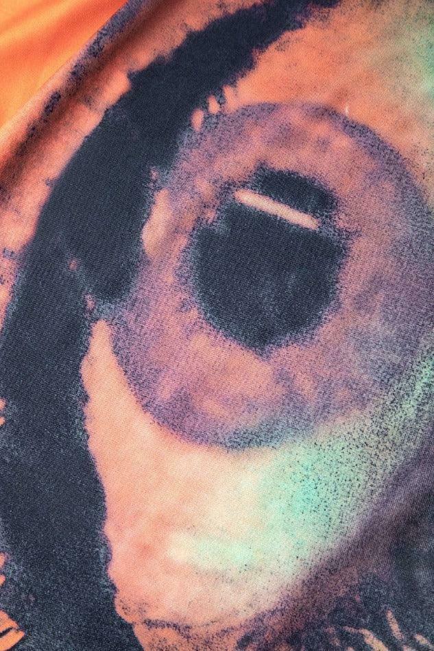 Y2K Aesthetic Tie Dye Eye Print Midi Skirt for Women - Coquette & Grunge Style Fashion