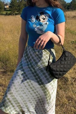 Y2K Aesthetic Tie Dye Print Midi Skirt for Women - Coquette & Grunge Style Fashion