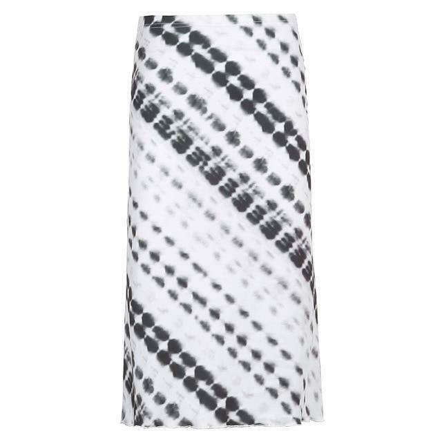 Y2K Aesthetic Tie Dye Print Midi Skirt for Women - Coquette & Grunge Style Fashion