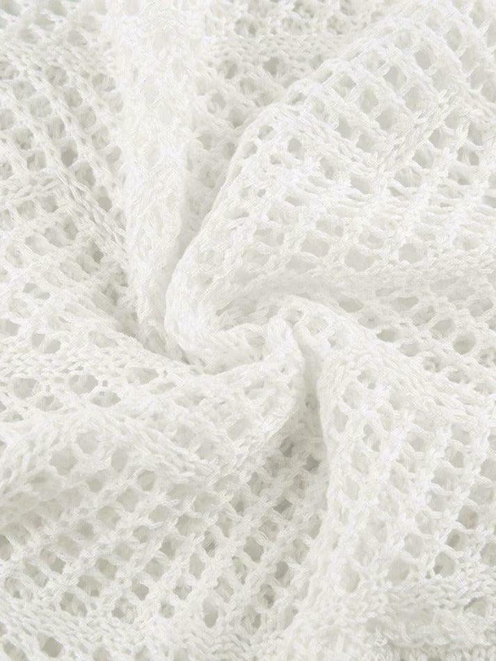 Y2K Aesthetic Tie Front Open Knit Crop Top for Women - Coquette & Grunge Style Fashion