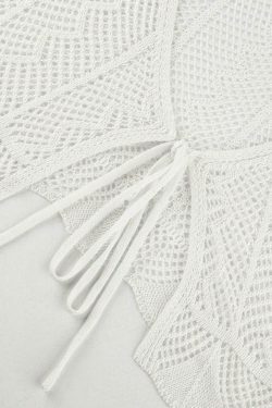 Y2K Aesthetic Tie Front Open Knit Crop Top for Women - Coquette & Grunge Style Fashion