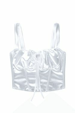 Y2K Aesthetic Tie Front Satin Corset Top for Women - Coquette Style Grunge Fashion
