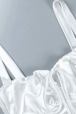 Y2K Aesthetic Tie Front Satin Corset Top for Women - Coquette Style Grunge Fashion