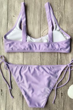 Y2K Aesthetic Tie Side String Scoop Neck Bikini Set