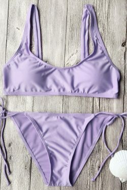 Y2K Aesthetic Tie Side String Scoop Neck Bikini Set