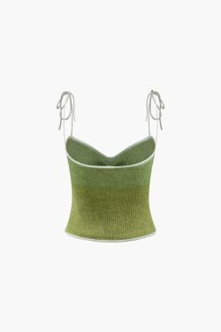 Y2K Aesthetic Tie Strap Knit Cami Top - Coquette & Grunge Style, Cute Tops, Pastel Goth, Cargo Skirt