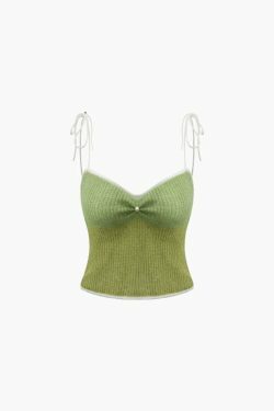 Y2K Aesthetic Tie Strap Knit Cami Top - Coquette & Grunge Style, Cute Tops, Pastel Goth, Cargo Skirt