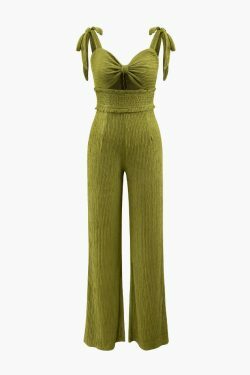 Y2K Aesthetic Tie Strap Knot Front Jumpsuit for Women - Coquette & Grunge Style Fashion