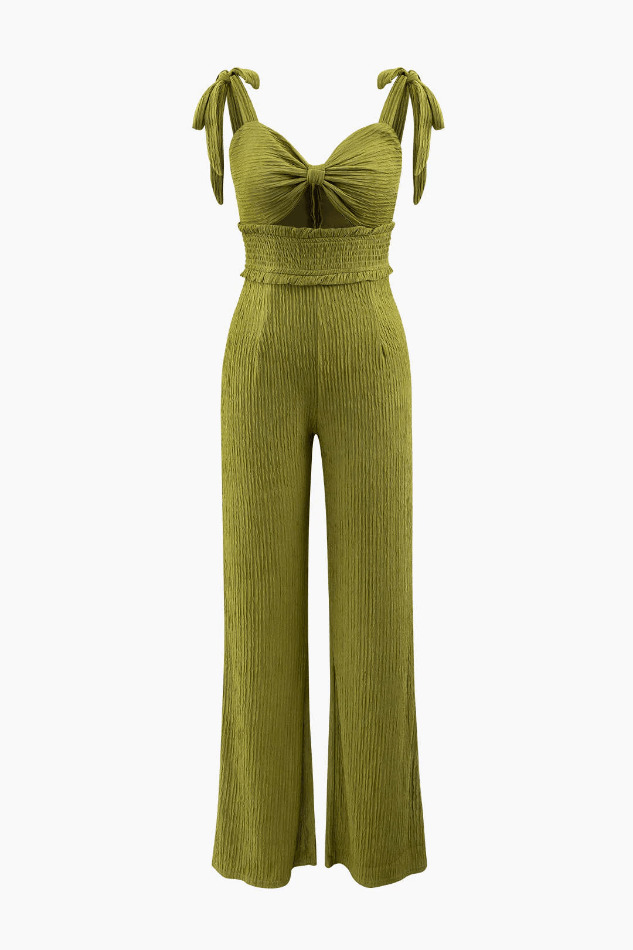 Y2K Aesthetic Tie Strap Knot Front Jumpsuit for Women - Coquette & Grunge Style Fashion Y2K Aesthetic Tie Strap Knot Front Jumpsuit for Women - Coquette & Grunge Style Fashion
