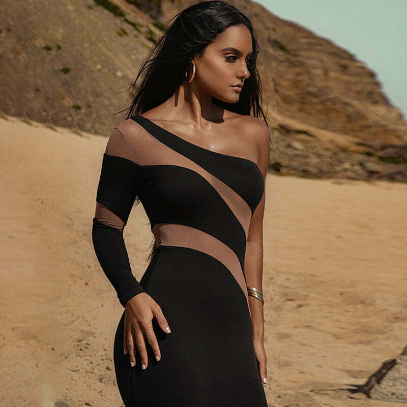 Y2K Aesthetic Transparent Bodycon Dress for Women - Coquette & Grunge Style Fashion Statement