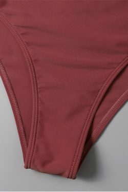 Y2K Aesthetic Tri-Color Split Bikini with Chest Opening Strap - Coquette Fashion for Women