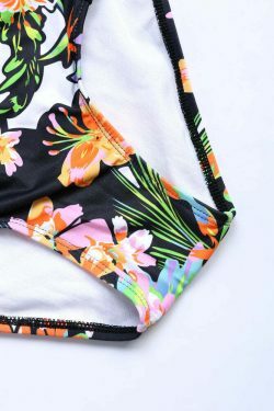 Y2K Aesthetic Triangle Backless Flower Print Bikini Swimsuit