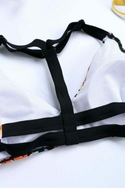 Y2K Aesthetic Triangle Backless Flower Print Bikini Swimsuit