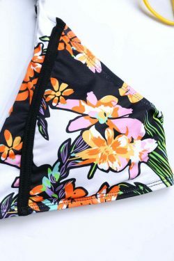 Y2K Aesthetic Triangle Backless Flower Print Bikini Swimsuit