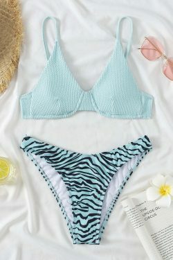 Y2K Aesthetic Triangle Print Bikini - Sexy and Stylish Swimwear for Women