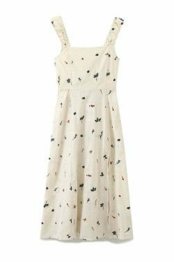 Y2K Aesthetic Tropical Embroidered Backless Dress - Coquette Style with Grunge & Pastel Goth Vibes