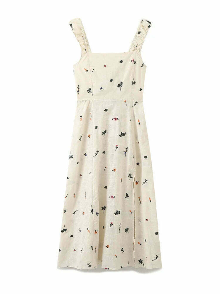 Y2K Aesthetic Tropical Embroidered Backless Dress - Coquette Style with Grunge & Pastel Goth Vibes Y2K Aesthetic Tropical Embroidered Backless Dress - Coquette Style with Grunge & Pastel Goth Vibes