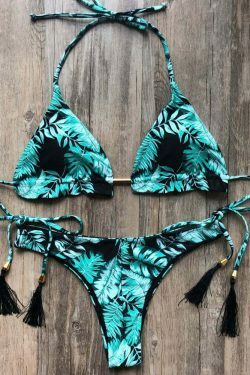 Y2K Aesthetic Tropical Print String Bikini Set for Women - Coquette Style Grunge Fashion