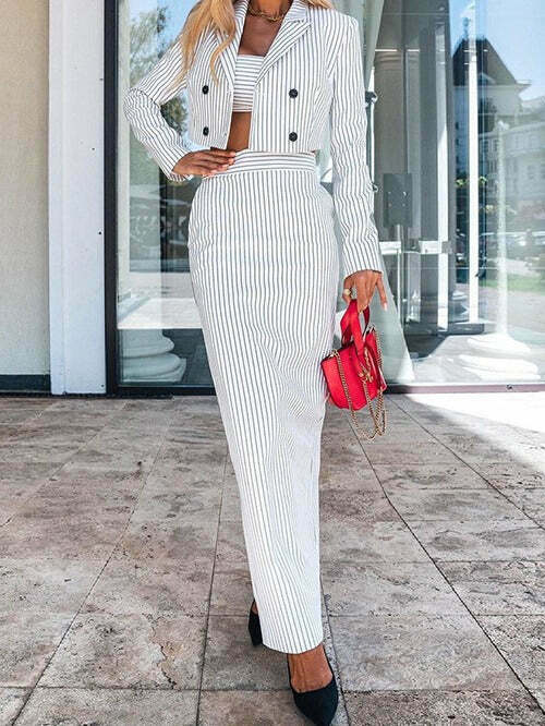 Y2K Aesthetic Tube Skirt & Two-Piece Dress Suit for Women - Coquette & Grunge Style Fashion