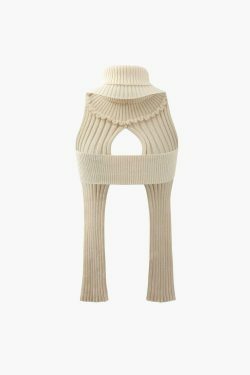 Y2K Aesthetic Turtleneck Cut Out Sleeveless Crop Top for Women - Coquette Style Grunge Fashion