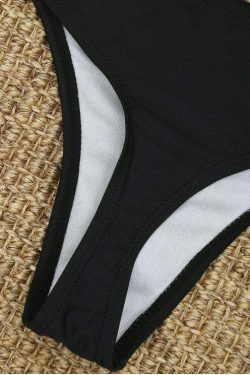 Y2K Aesthetic Two-Tone Cut-Out Thong Bikini Set in Coquette Style