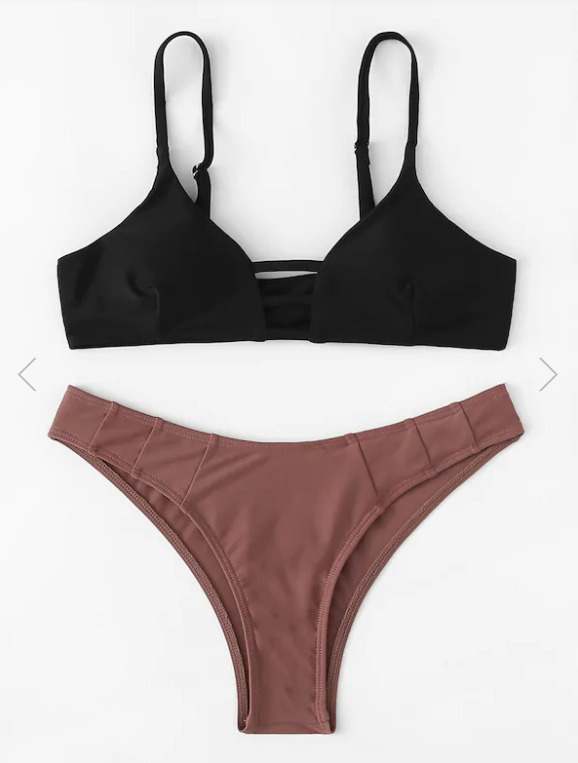 Y2K Aesthetic Two Tone High Cut Bikini Set - Coquette & Grunge Style Women's Fashion