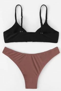 Y2K Aesthetic Two Tone High Cut Bikini Set - Coquette & Grunge Style Women's Fashion