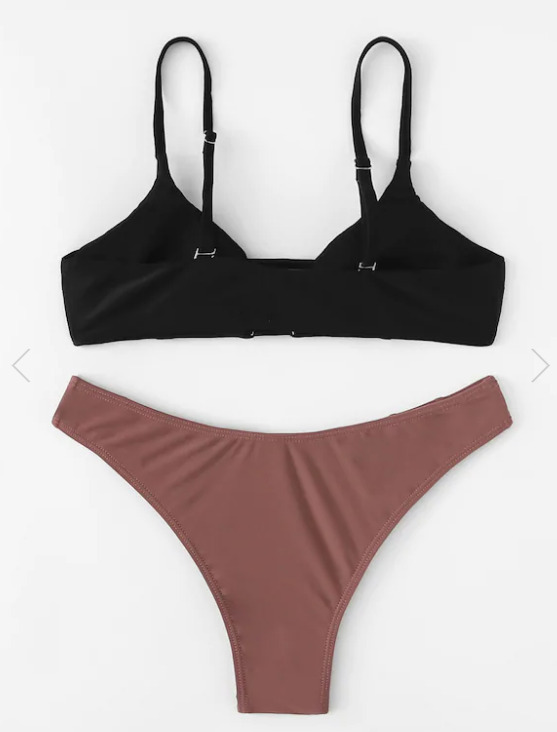 Y2K Aesthetic Two Tone High Cut Bikini Set - Coquette & Grunge Style Women's Fashion