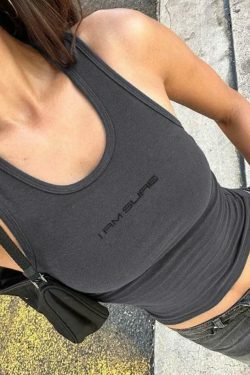 Y2K Aesthetic U Neck Letter Print Loungewear Tank Top - Coquette & Grunge Style