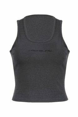 Y2K Aesthetic U Neck Letter Print Loungewear Tank Top - Coquette & Grunge Style