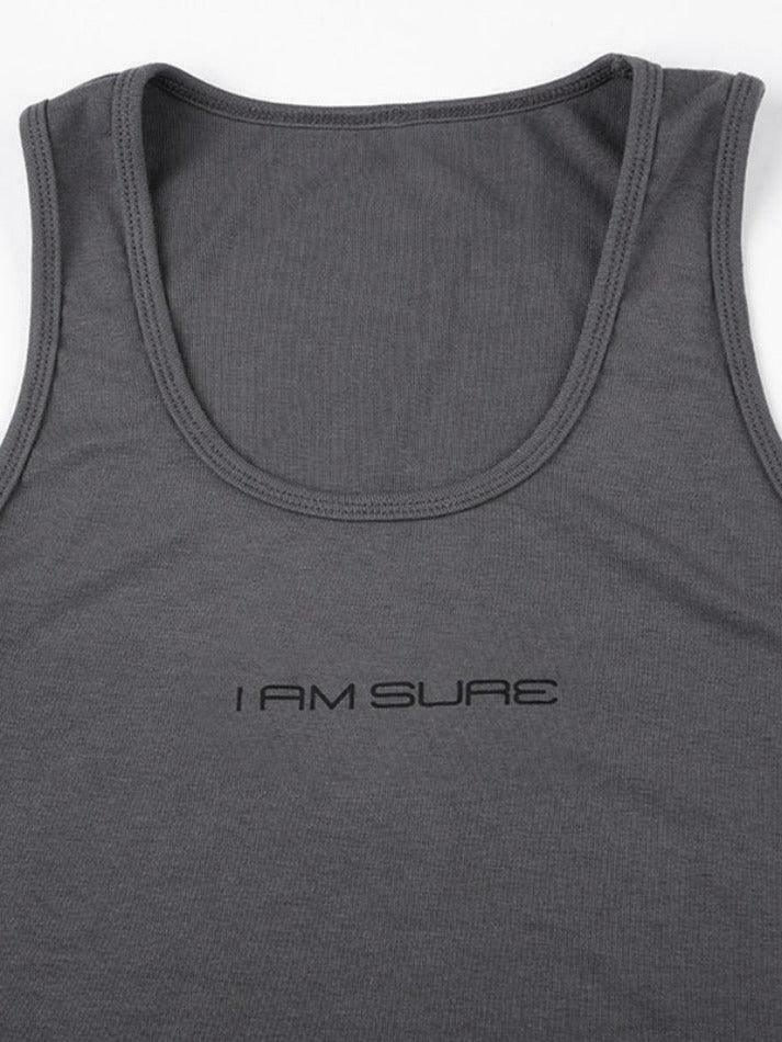 Y2K Aesthetic U Neck Letter Print Loungewear Tank Top - Coquette & Grunge Style