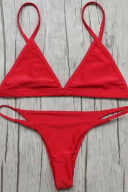 Y2K Aesthetic Unlined Plunge Bikini Top and Thong Bottoms for Women - Coquette Style Grunge Fashion