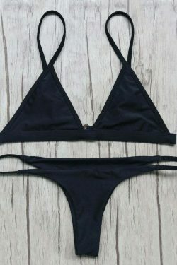 Y2K Aesthetic Unlined Plunge Bikini Top and Thong Bottoms for Women - Coquette Style Grunge Fashion