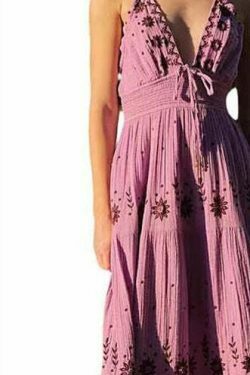 Y2K Aesthetic V-Neck Backless Maxi Dress for Women - Coquette Style Grunge Fashion Outfit