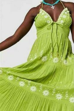 Y2K Aesthetic V-Neck Backless Maxi Dress for Women - Coquette Style Grunge Fashion Outfit